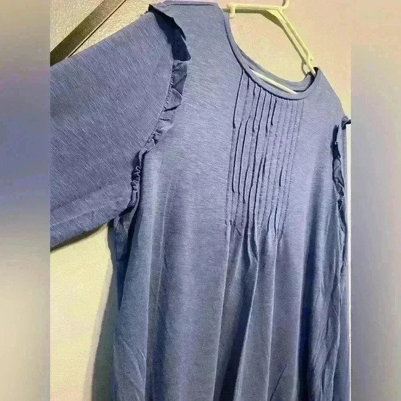 ❤️ Aerie Real Soft Blue Long Sleeve Lounge Top with Ruffles XXL - Picture 2 of 6